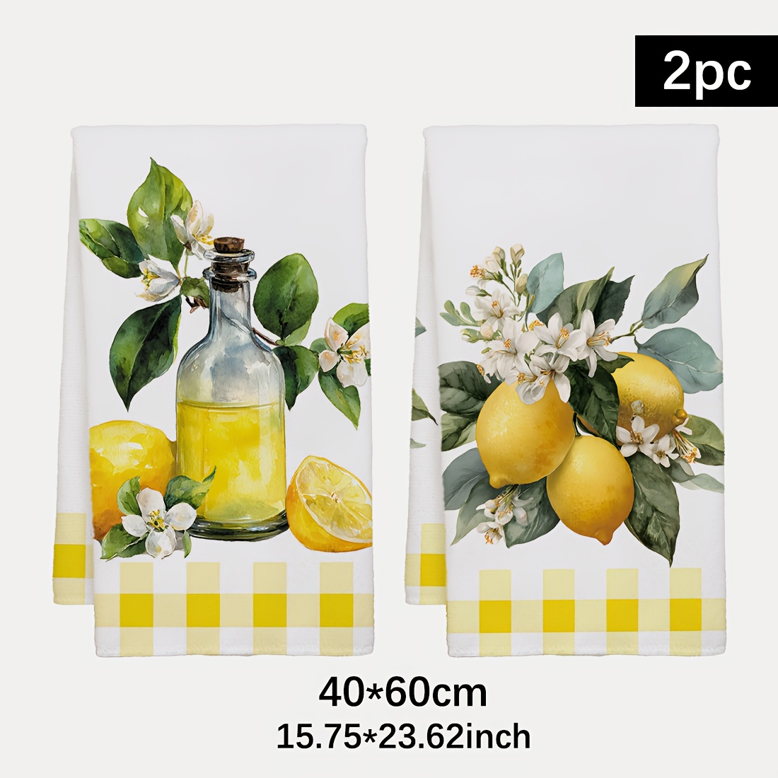 Home Cooking Services - 2pcs, lemon floral pattern kitchen towel,