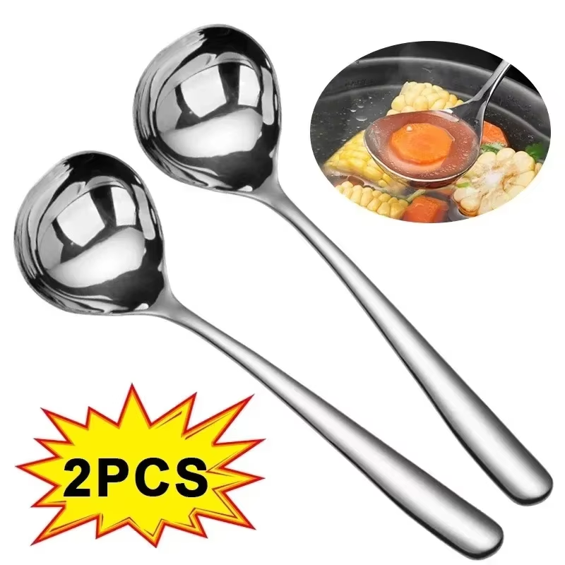 Home Cooking Services - 2/1Pcs Stainless Steel Spoon Thicken Long