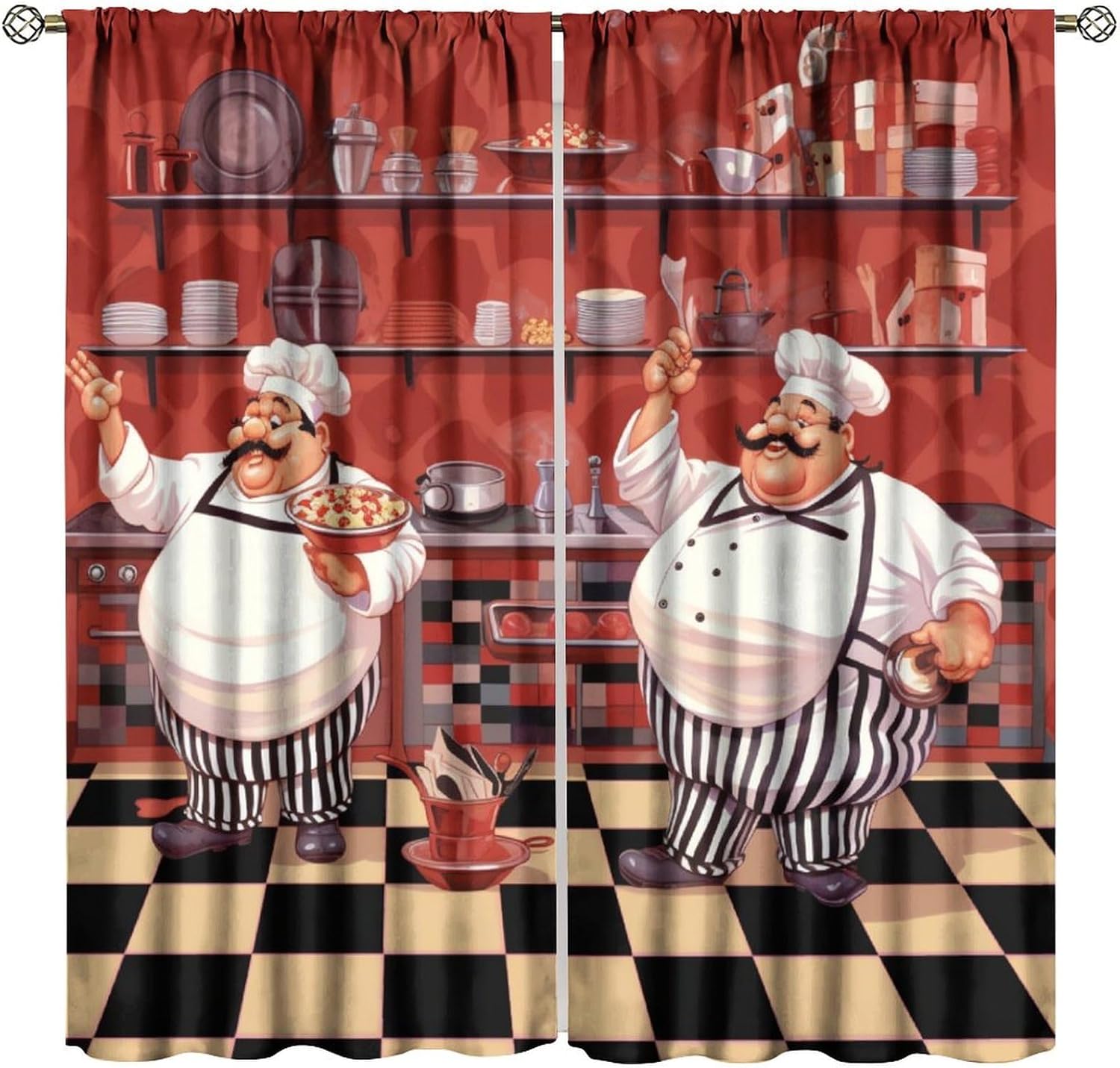 Kitchen Funny Chef Curtains, C - Home Cooking Youtube review and price