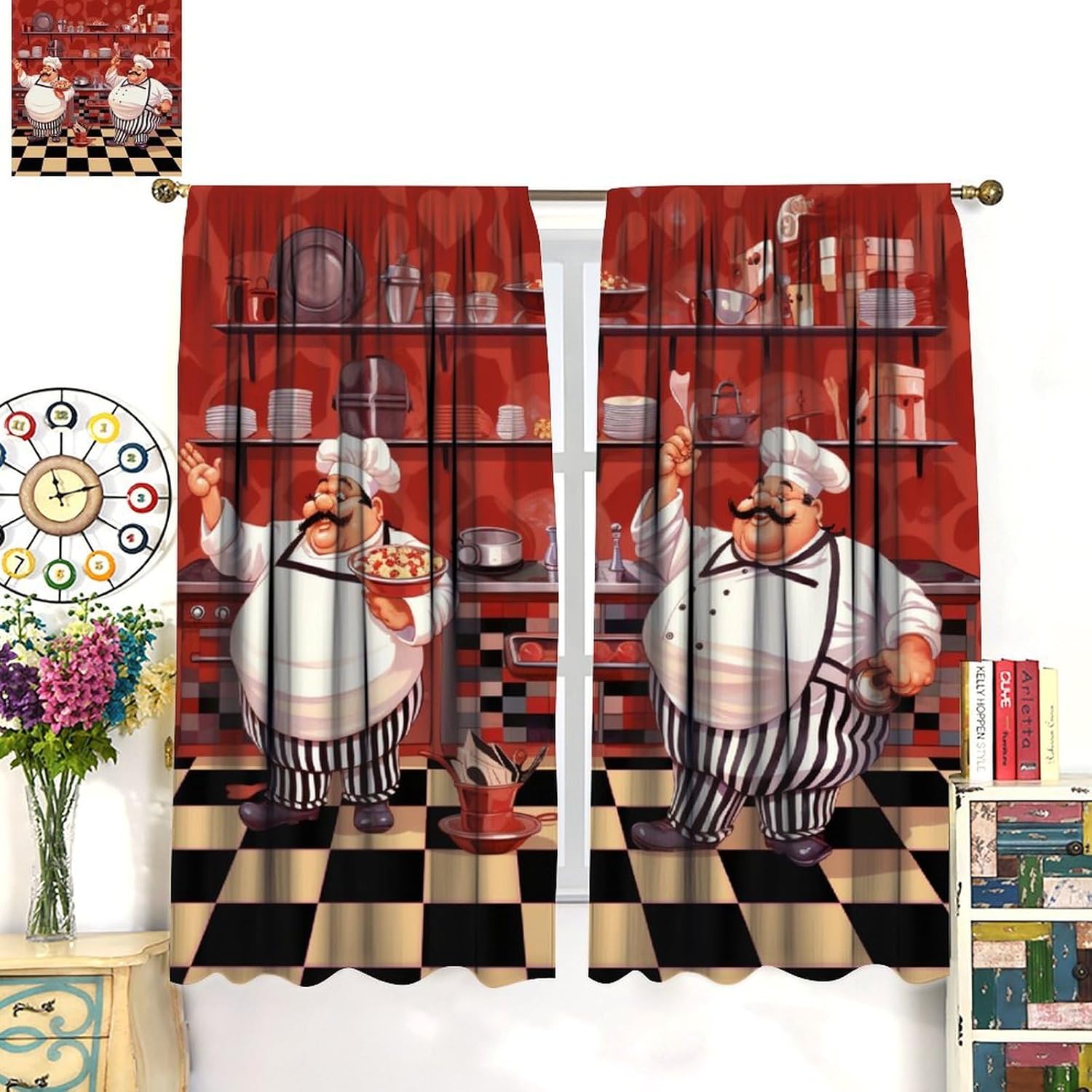 Kitchen Funny Chef Curtains, C - Home Cooking Youtube review and price
