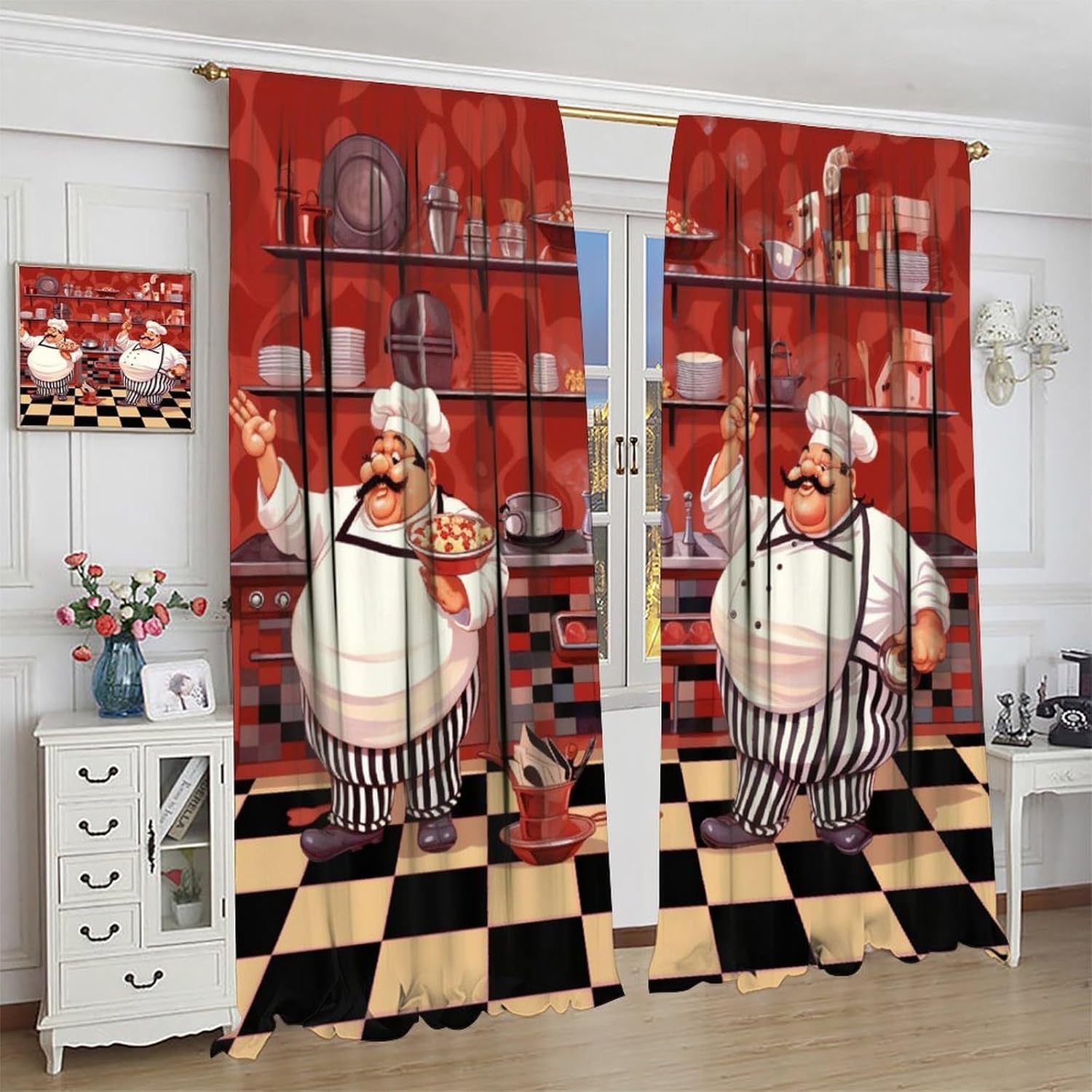 Kitchen Funny Chef Curtains, C - Home Cooking Youtube review and price