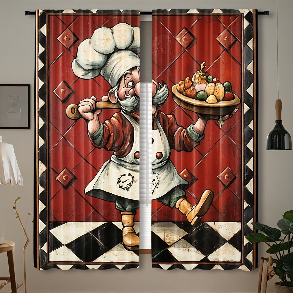 Novelty Chef Cartoon Curtains  - Home Cooking Youtube review and price