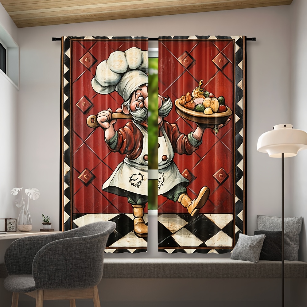 Novelty Chef Cartoon Curtains  - Home Cooking Youtube review and price