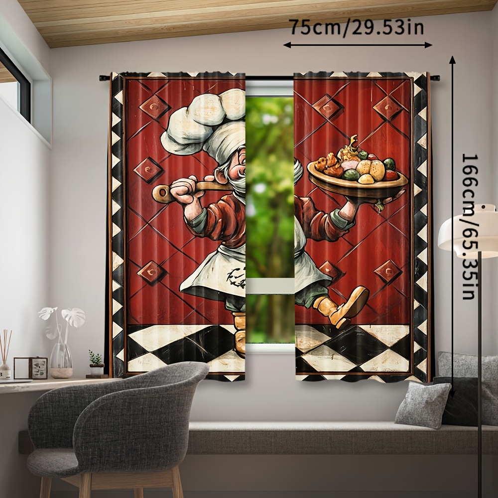 Novelty Chef Cartoon Curtains  - Home Cooking Youtube review and price