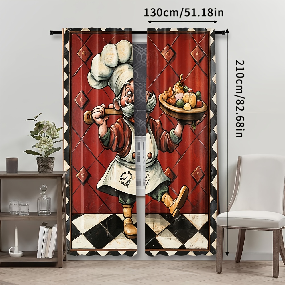 Novelty Chef Cartoon Curtains  - Home Cooking Youtube review and price