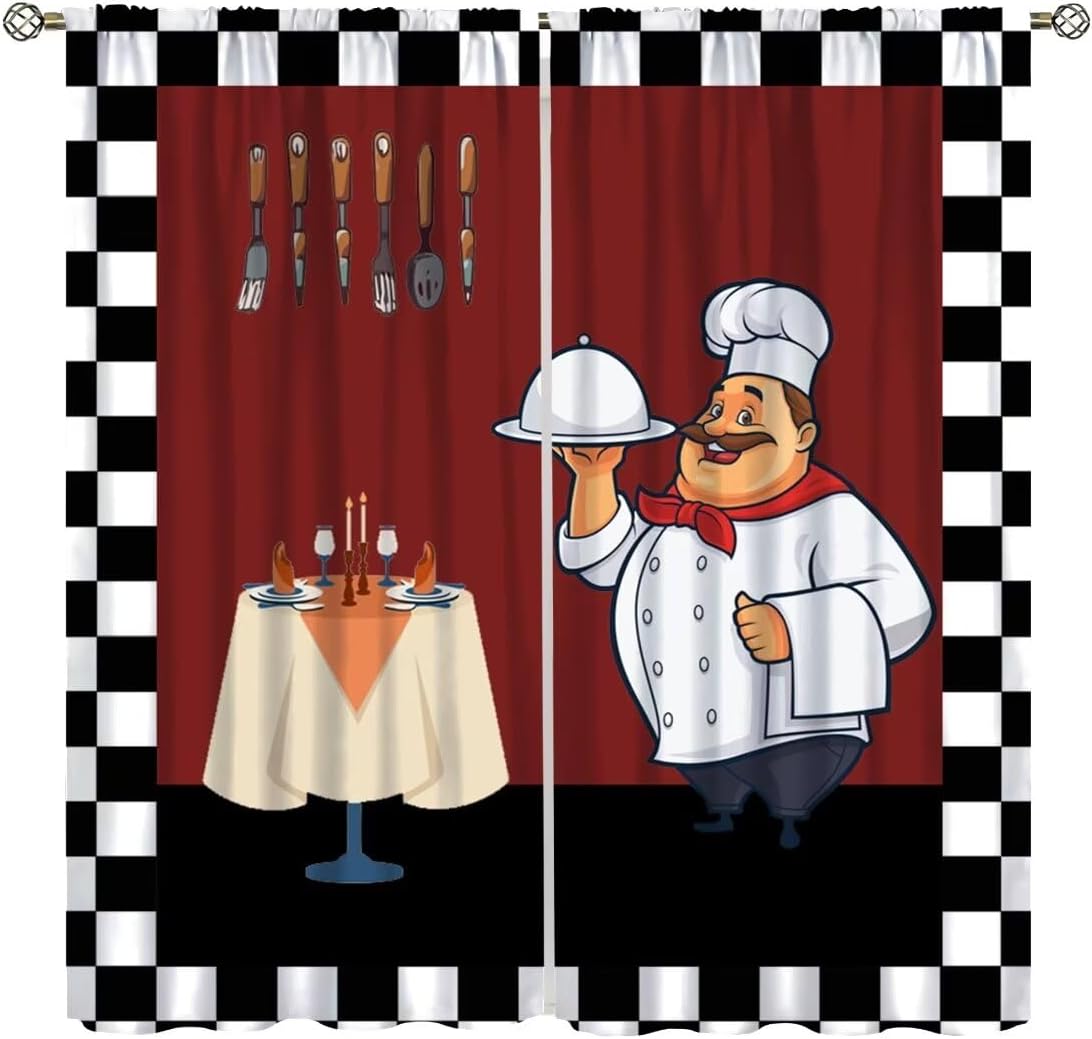 Fat Chef Kitchen Curtains ，Car - Home Cooking Youtube review and price