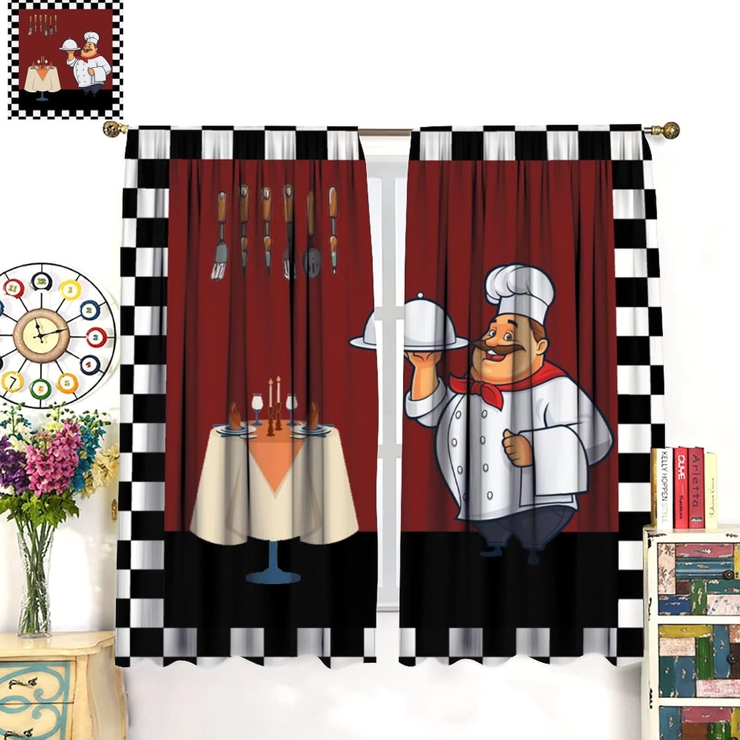 Fat Chef Kitchen Curtains ，Car - Home Cooking Youtube review and price