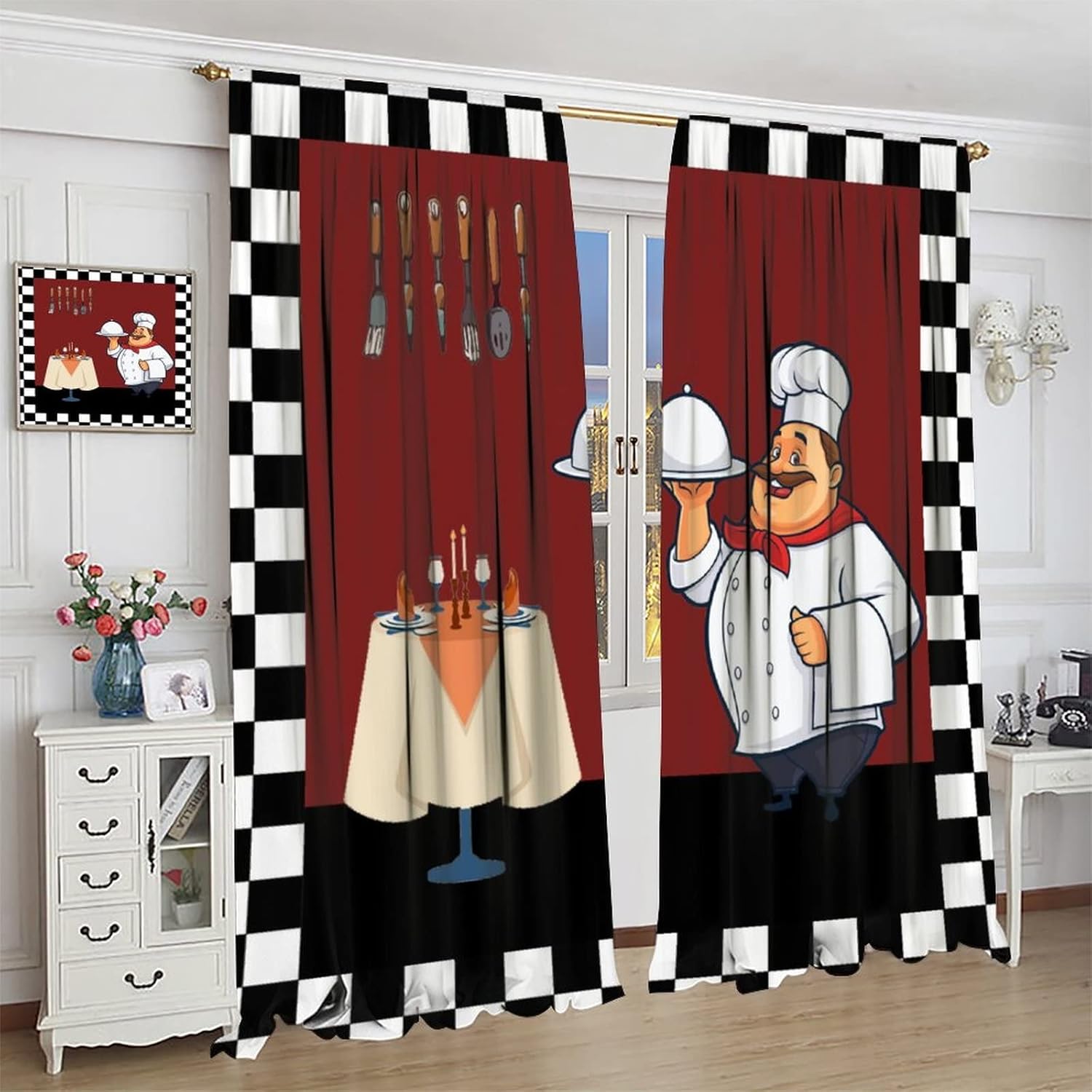 Fat Chef Kitchen Curtains ，Car - Home Cooking Youtube review and price