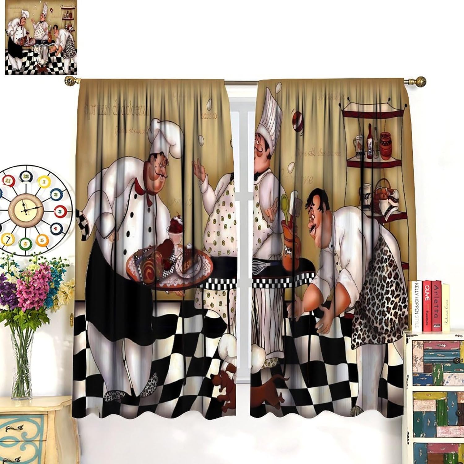Kitchen Chef Retro Curtains, V - Home Cooking Youtube review and price