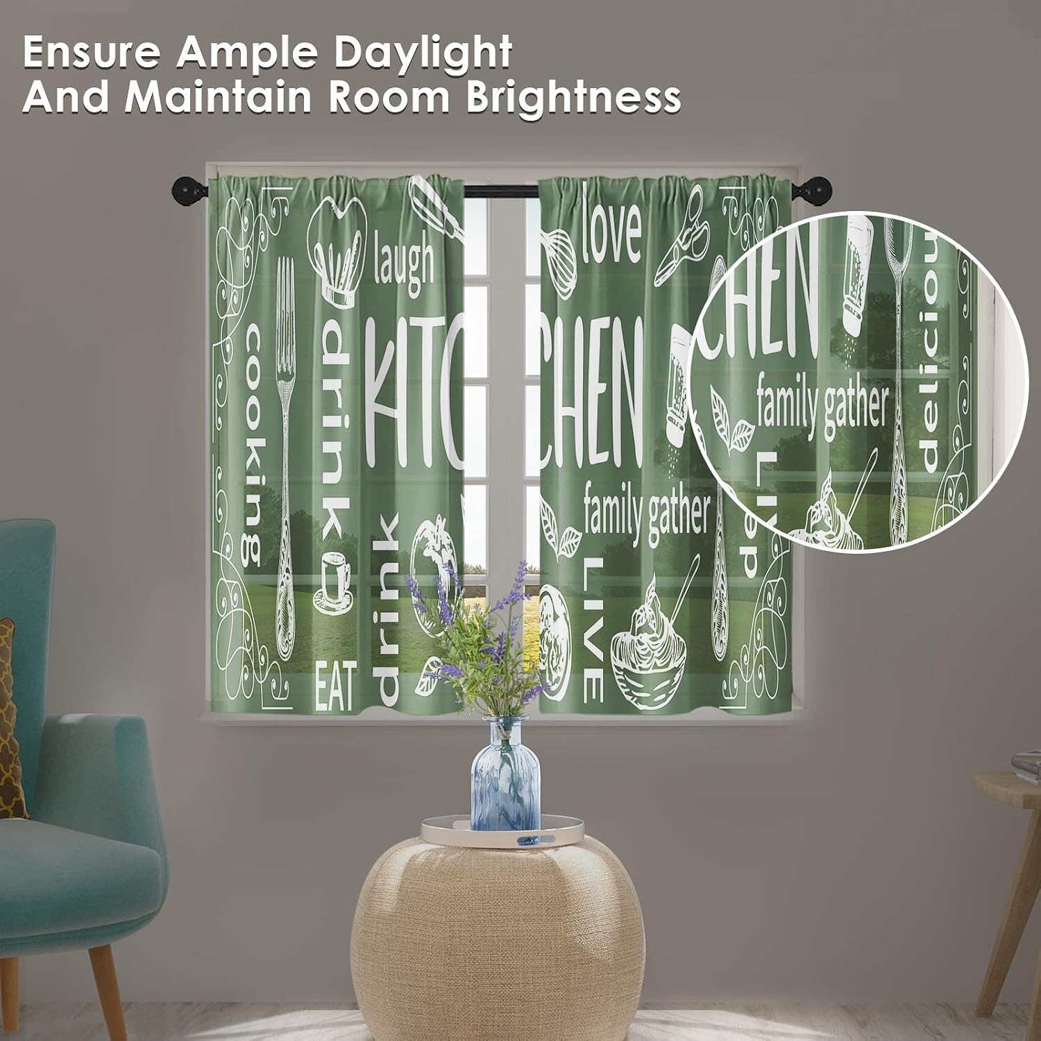 Aesthetic Kitchen Curtain Pair - Home Cooking Youtube review and price