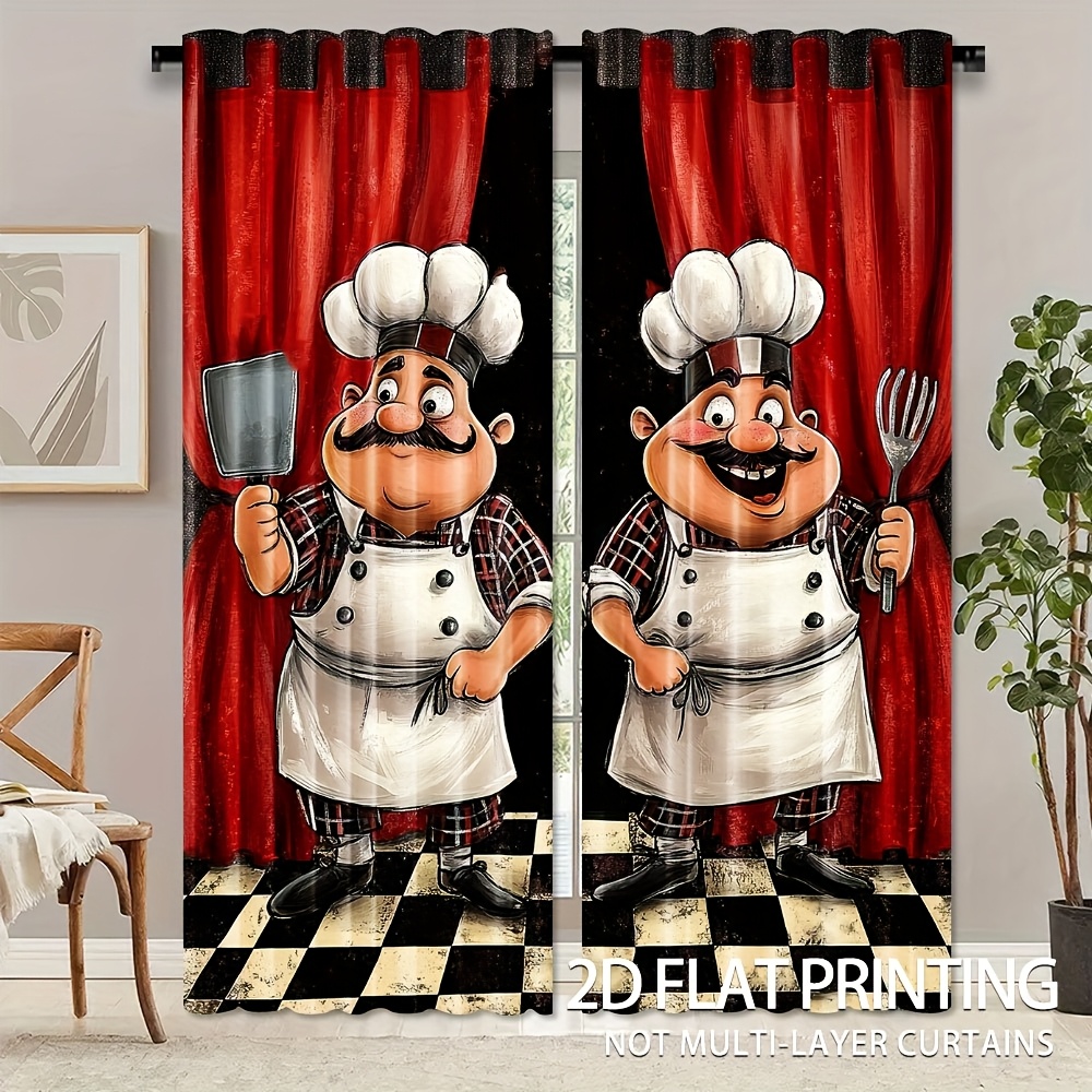 2pcs Chef Kitchen Curtains - F - Home Cooking Youtube review and price