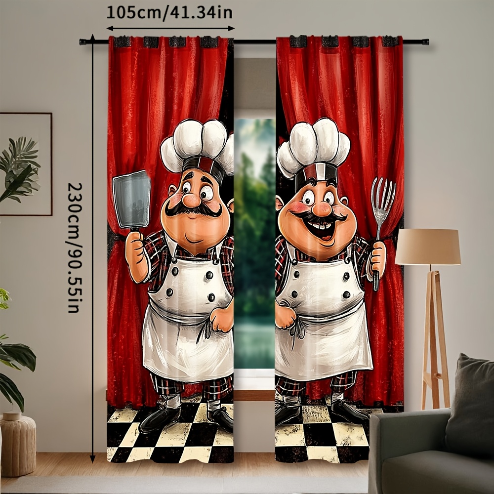 2pcs Chef Kitchen Curtains - F - Home Cooking Youtube review and price
