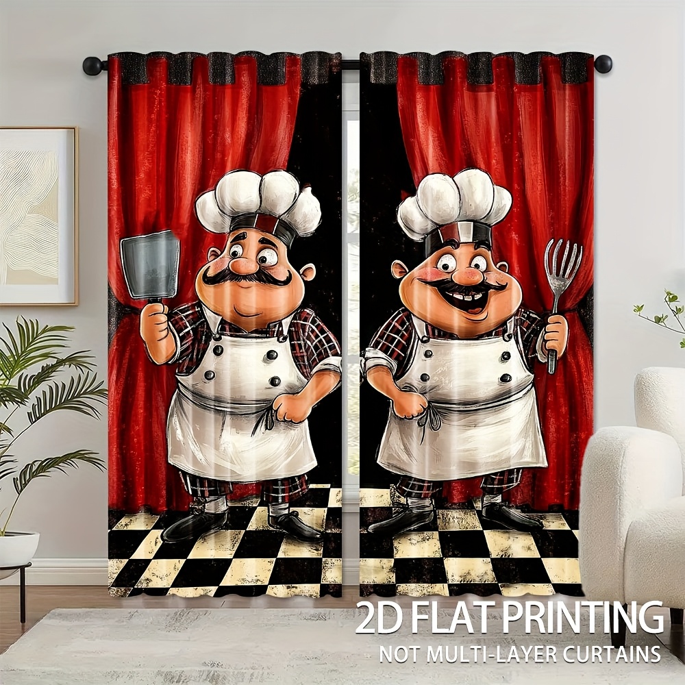 2pcs Chef Kitchen Curtains - F - Home Cooking Youtube review and price