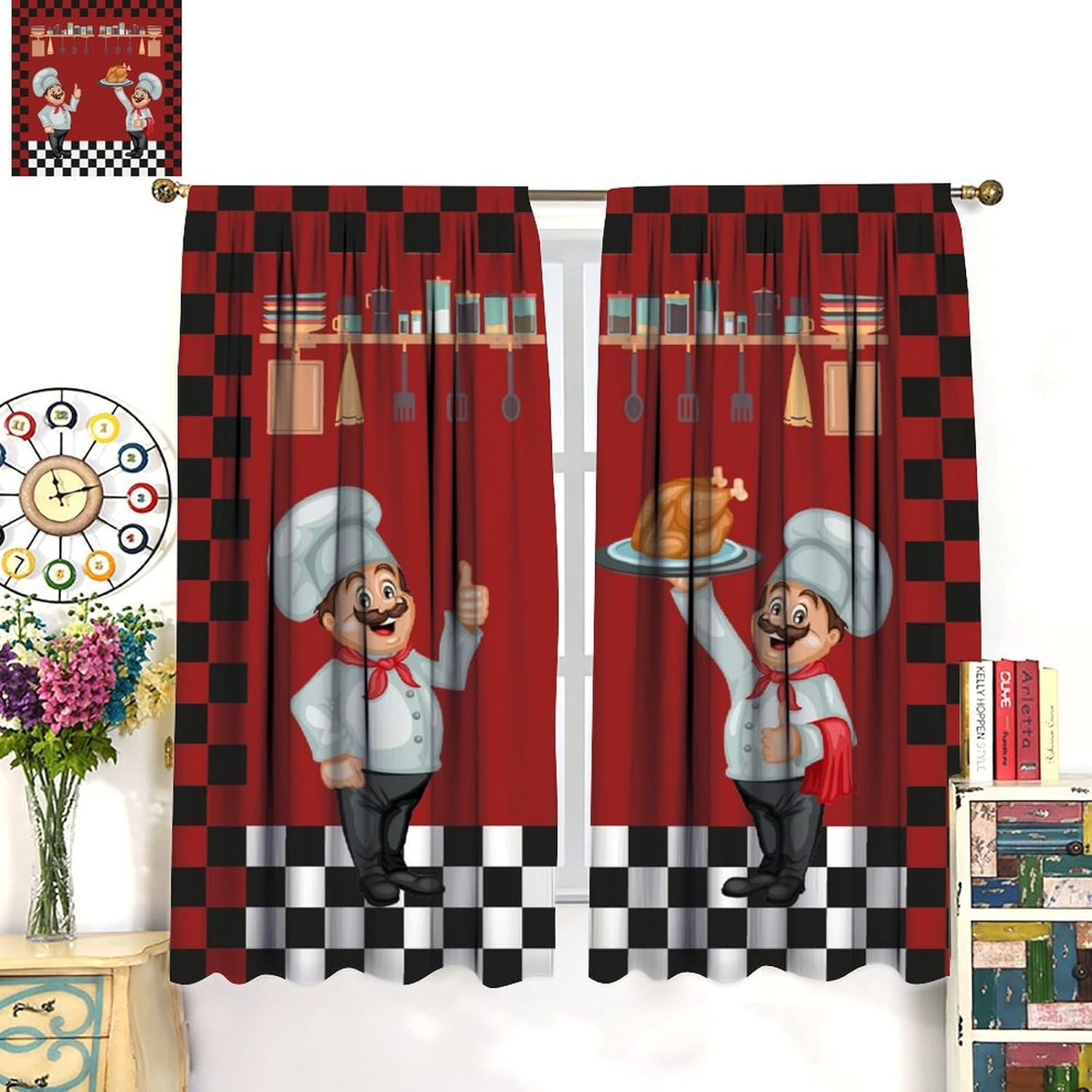 Chef Kitchen Curtains, Modern  - Home Cooking Youtube review and price