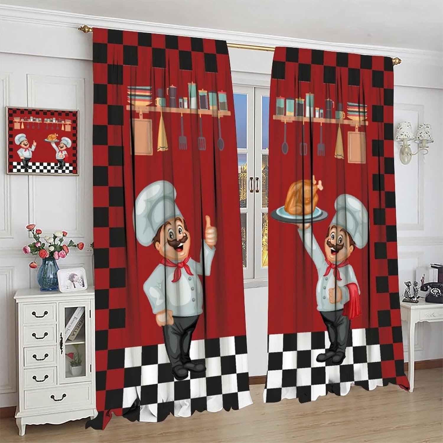 Chef Kitchen Curtains, Modern  - Home Cooking Youtube review and price