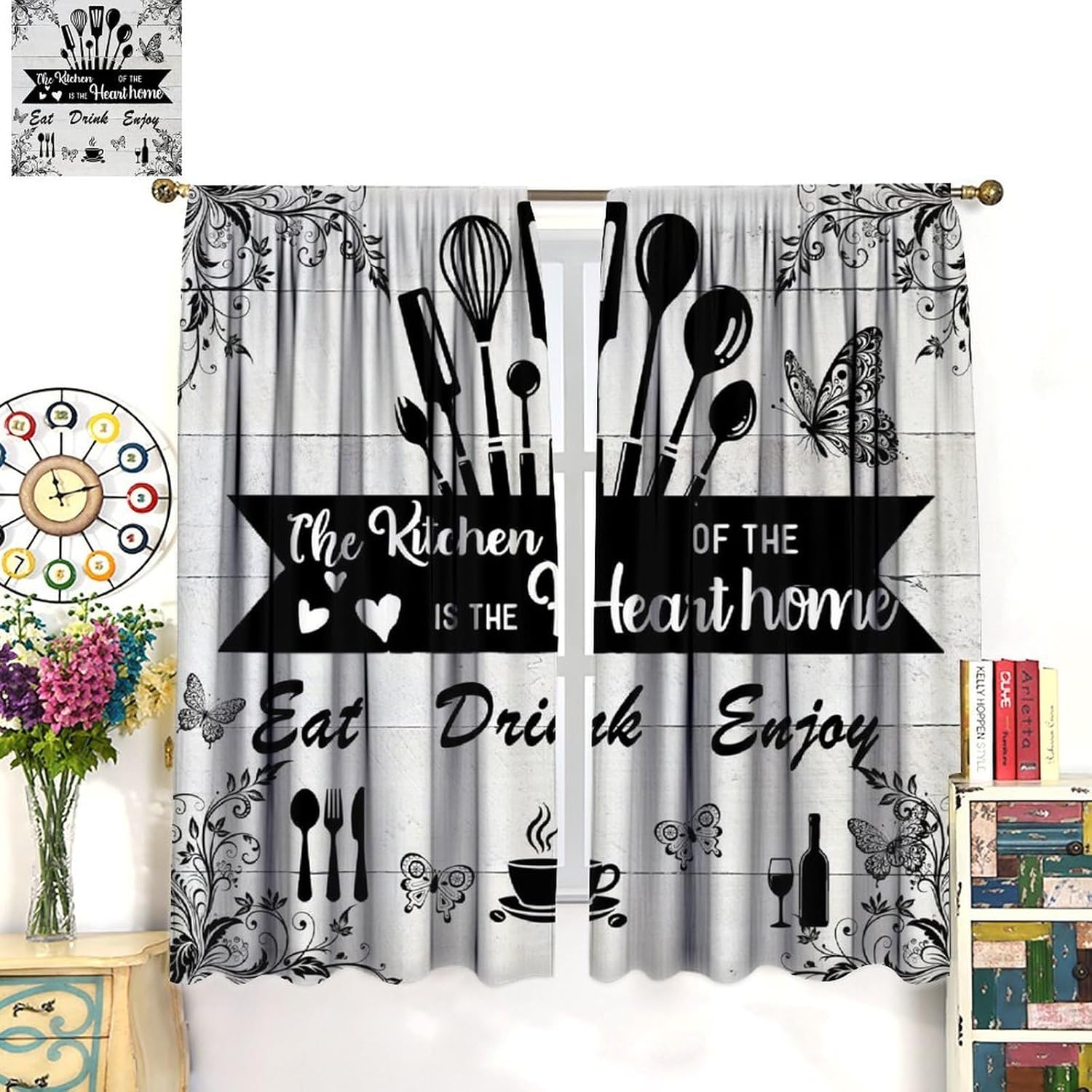 Farmhouse Rustic Curtains, Vin - Home Cooking Youtube review and price